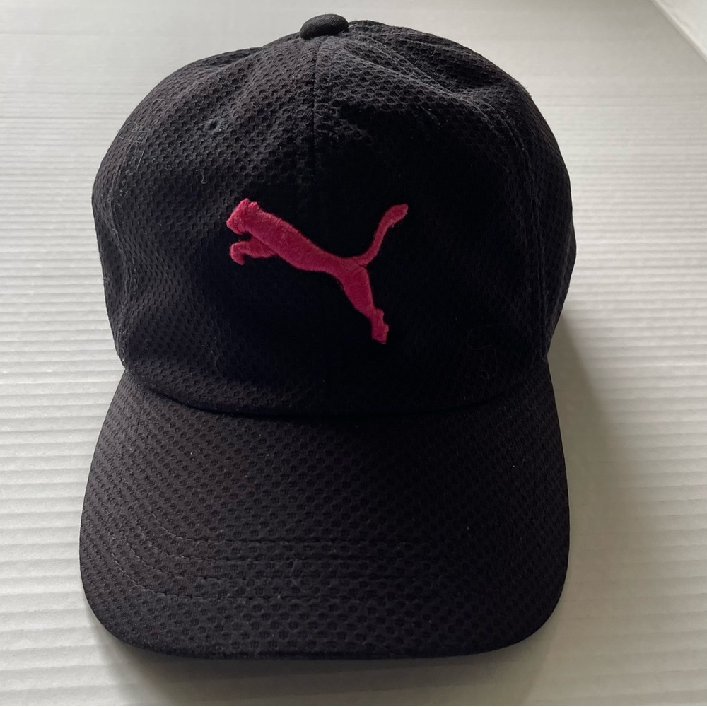 Puma Black Hat with Pink Emblem